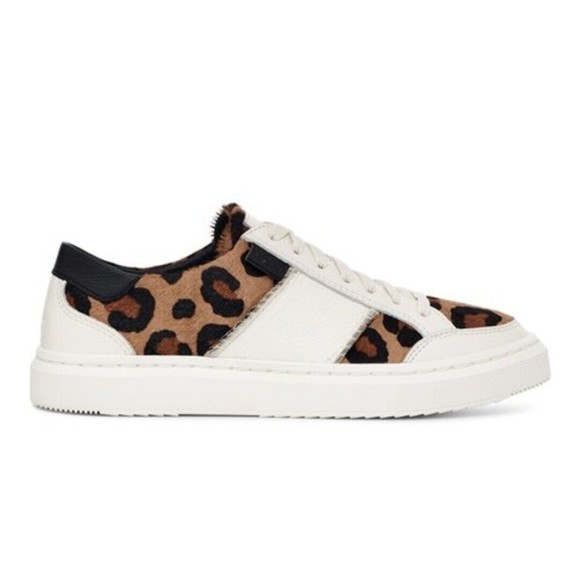 UGG White leather and Tan Leopard Print fur Sneakers - Picture 4 of 5